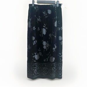 Vintage 90s Y2K Black Velvet Silk Burnout Maxi Skirt Talbots Womens 6 Whimsigoth